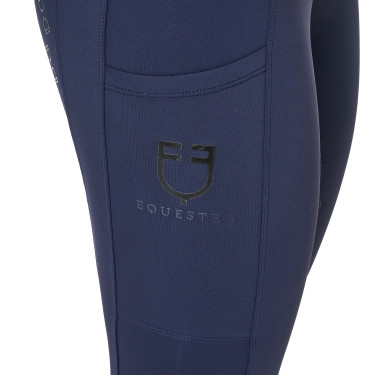 Leggings da donna Equestro a vita alta con passanti per cintura Blazer marine Blu marino