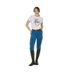 Leggings da donna Equestro a vita alta con passanti per cintura Corallo blu Leggings da donna Equestro a vita alta con passanti per cintura Corallo blu