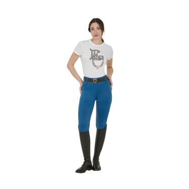 Leggings da donna Equestro a vita alta con passanti per cintura Corallo blu Leggings da donna Equestro a vita alta con passanti per cintura Corallo blu