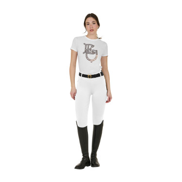 Leggings da donna Equestro a vita alta con passanti per cintura Bianco