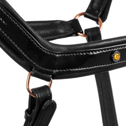 Capestro in pelle liscia Equestro con fibbie in oro rosa Nero