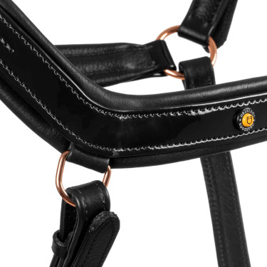 Capestro in pelle liscia Equestro con fibbie in oro rosa Nero