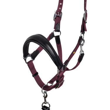 Capezzina ergonomica Equestro con inserti in pelle Nero / bordeaux