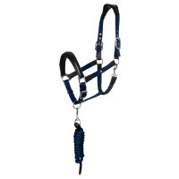 Capezzina ergonomica Equestro con inserti in pelle Nero / blu navy Blu marino