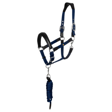 Capezzina ergonomica Equestro con inserti in pelle Nero / blu navy Blu marino