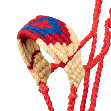 Capezzina in mohair Pool’s motivo Diamond Rosso / beige