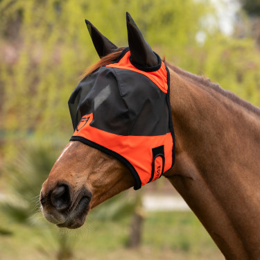 Maschera anti-mosche Equestro con logo frontale Granatina Rosso