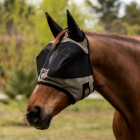 Maschera anti-mosche Equestro con logo frontale Noce Marrone