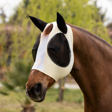 Maschera antimosche Equestro bicolore in mesh After Glow / bianco brillante