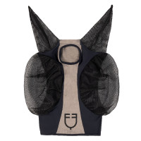Maschera antimosche Equestro bicolore in mesh Antracite / flanella grigia