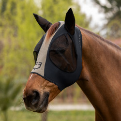Maschera antimosche Equestro bicolore in mesh Antracite / flanella grigia