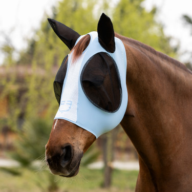 Maschera antimosche Equestro bicolore in mesh Omphalodes / bianco brillante