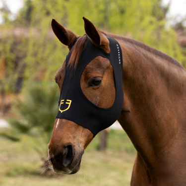 Maschera antimosche Equestro in elastan senza orecchie con rete per gli occhi Nero