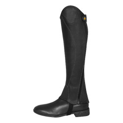 Mini-chaps unisex Equestro in pelle morbida con cerniera laterale Nero