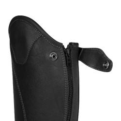 Mini-chaps unisex Equestro in pelle morbida con cerniera laterale Nero