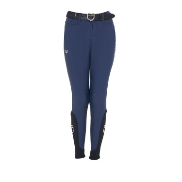 Pantaloni da equitazione unisex per bambini Equestro x FISE con grip al ginocchio Blazer marine Blu marino