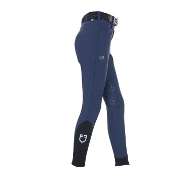 Pantaloni da equitazione unisex per bambini Equestro x FISE con grip al ginocchio Blazer marine Blu marino
