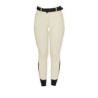 Pantaloni da equitazione da donna Equestro con grip alle ginocchia a vita alta Bianco antico Beige