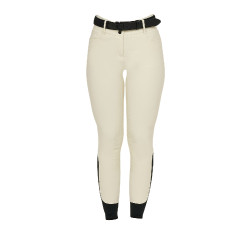 Pantaloni da equitazione da donna Equestro con grip alle ginocchia a vita alta Bianco antico Beige