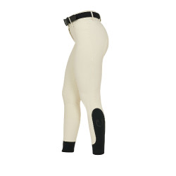 Pantaloni da equitazione da donna Equestro con grip alle ginocchia a vita alta Bianco antico Beige