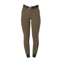 Pantaloni da equitazione da donna Equestro con grip alle ginocchia a vita alta Noce Marrone