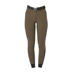 Pantaloni da equitazione da donna Equestro con grip alle ginocchia a vita alta Noce Marrone