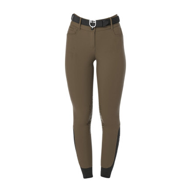 Pantaloni da equitazione da donna Equestro con grip alle ginocchia a vita alta Noce Marrone