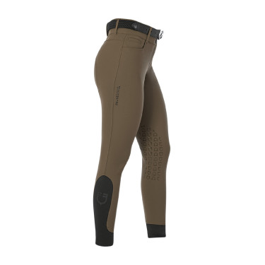 Pantaloni da equitazione da donna Equestro con grip alle ginocchia a vita alta Noce Marrone