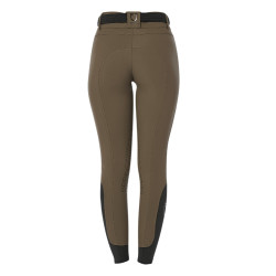 Pantaloni da equitazione da donna Equestro con grip alle ginocchia a vita alta Noce Marrone