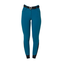 Pantaloni da equitazione da donna Equestro con grip alle ginocchia a vita alta Corallo blu