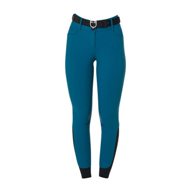 Pantaloni da equitazione da donna Equestro con grip alle ginocchia a vita alta Corallo blu