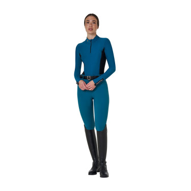 Pantaloni da equitazione da donna Equestro con grip alle ginocchia a vita alta Corallo blu