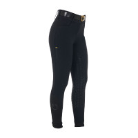 Pantaloni da equitazione da donna Equestro con grip sulle ginocchia a vita alta foderati in pile Nero