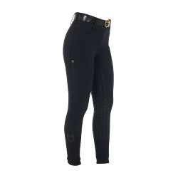 Pantaloni da equitazione da donna Equestro con grip sulle ginocchia a vita alta foderati in pile Nero