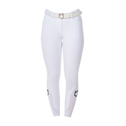 Pantaloni da equitazione donna Equestro x FISE full grip Bianco