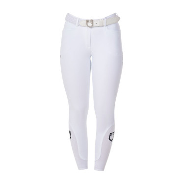 Pantaloni da equitazione donna Equestro x FISE full grip Bianco