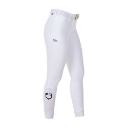 Pantaloni da equitazione donna Equestro x FISE full grip Bianco