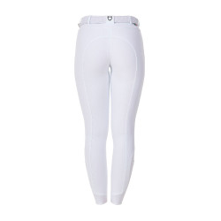 Pantaloni da equitazione donna Equestro x FISE full grip Bianco