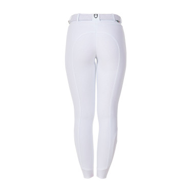 Pantaloni da equitazione donna Equestro x FISE full grip Bianco