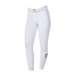 Pantaloni da equitazione donna Equestro x FISE full grip Bianco