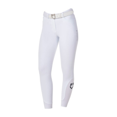 Pantaloni da equitazione donna Equestro x FISE full grip Bianco