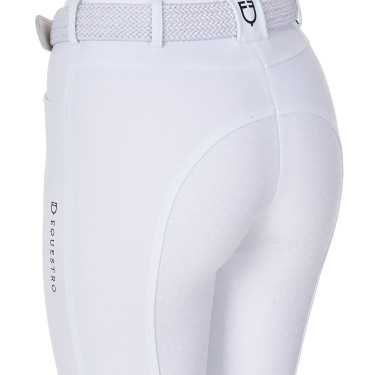Pantaloni da equitazione donna Equestro x FISE full grip Bianco
