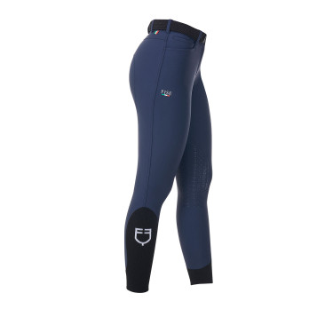 Pantaloni da equitazione da donna Equestro x FISE con grip al ginocchio Blazer marine Blu marino
