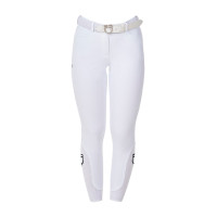 Pantaloni da equitazione da donna Equestro x FISE con grip al ginocchio Bianco