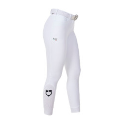 Pantaloni da equitazione da donna Equestro x FISE con grip al ginocchio Bianco
