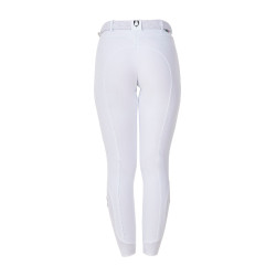 Pantaloni da equitazione da donna Equestro x FISE con grip al ginocchio Bianco