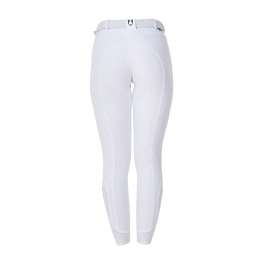 Pantaloni da equitazione da donna Equestro x FISE con grip al ginocchio Bianco