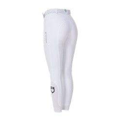 Pantaloni da equitazione da donna Equestro x FISE con grip al ginocchio Bianco