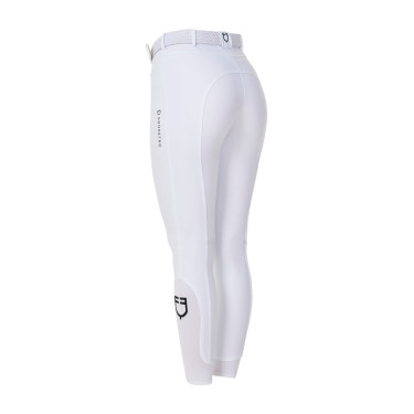 Pantaloni da equitazione da donna Equestro x FISE con grip al ginocchio Bianco