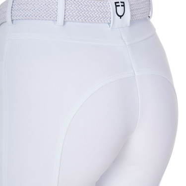 Pantaloni da equitazione da donna Equestro x FISE con grip al ginocchio Bianco